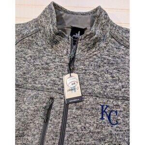 NEW Johnnie-O Kansas City Royals KC Men's Fleece Vest XL Full Zip Gray NWT